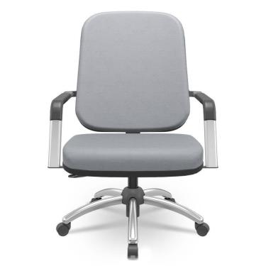 Imagem de Cadeira De Escritório Giratória Com Braço Cromada Magno P03 Vinil Cinza - Lyam Decor