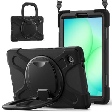 Imagem de Lunivop Capa para tablet compatível com Samsung Galaxy Tab A11 capa 8,7 polegadas com suporte giratório de 360° grau militar proteção resistente capa protetora para Samsung Tab A11 preto