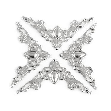 Imagem de Luqeeg Protetores de Canto de Caixa de Metal Antigo Capa Decorativa 20 Peças para Livros, álbuns de Recortes, álbum, Caixa de Joias, 1,65 X 1,65 X 2,24 Polegadas, Ferro Branco Amarelo (Branco)