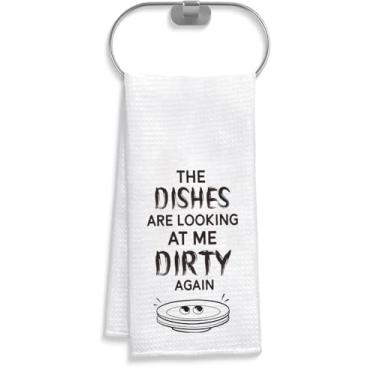 Imagem de Toalha de cozinha Dishes are Looking Dirty - Ótimos presentes de utensílios de cozinha - presente para amigos e familiares - toalhas de prato macias e absorventes 40,6 x 61 cm