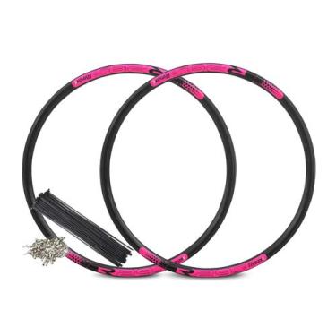 Imagem de Par Aro 29 e Raio Rimaxx R29 Aero 36F Preto Rosa