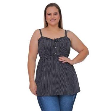 Imagem de Blusa Plus Size Regata Listrada Com Laço-Feminino