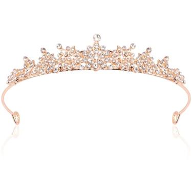 Imagem de CUBACO Tiara dourada com strass para mulheres, tiaras para noiva, florista, coroas de cristal para festa de aniversário, formatura