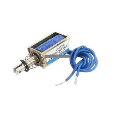 Imagem de JF-0530B DC 12V 300mA 5N 10 mm Tipo de empurrar quadro aberto eletroímã solenoide de movimento linear