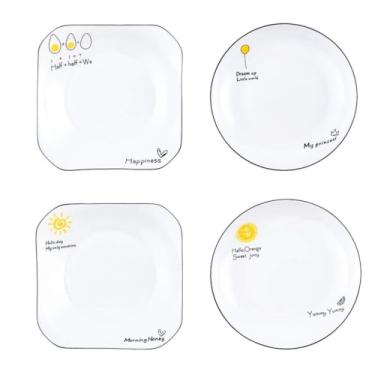 Imagem de Conjunto de pratos de jantar de cerâmica criativa - Pratos de aperitivo para casa e cozinha, pratos de jantar para frutas, massas e mais pratos de sobremesa (E)