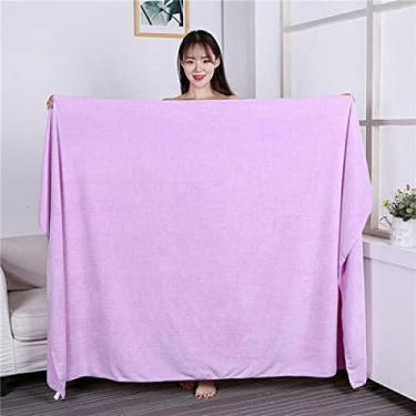 Imagem de Toalha de banho, 120 x 200 cm, super grande, lisa e macia, de microfibra de secagem rápida, toalha de banho grossa sem fiapos, roxo claro, 80 x 180 cm