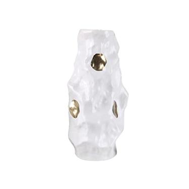 Imagem de Yalych Vaso decoração escritório vaso plissado casa vaso geométrico cerâmica decoração modelo quarto hotel vendas escritório decoração suave branco decoração de casa (tamanho : grande)