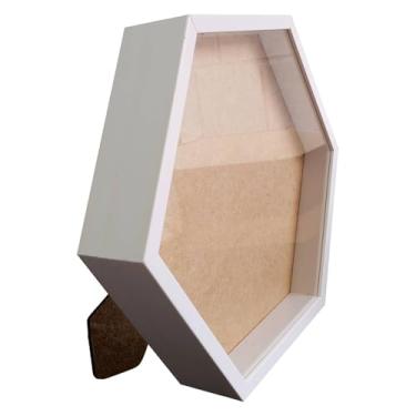 Imagem de KIAGA, Moldura Caixa Alta Hexagonal com Vidro para Quadros Quilling e Scrapbook Mais Fundo em Mdf com Suporte - 1,5x6,5 Cor:BRA