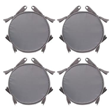 Imagem de Almofada redonda para cadeira – Almofadas de cadeira de jardim à prova d'água, almofadas de assento circulares grossas ajustáveis para varanda, quintal, café, varanda, cozinha, ambientes internos e