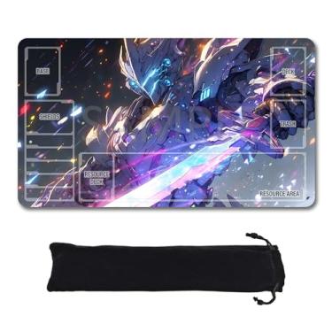 Imagem de Tapete de jogo GCG com zonas - 61 cm x 35,5 cm tapete de jogo de cartas GCG não oficial compatível com jogador TCG novo jogador inclui bolsa de armazenamento (GAODA (2)-zona)