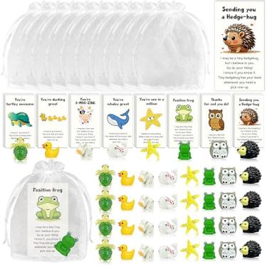 Imagem de PPXMEEUDC Presente de agradecimento do funcionário, cartões de organza, sacos engraçados de resina, figuras de animais, ouriço, coruja, pato, tartaruga, estrela-do-mar, sapo, baleia para colegas de