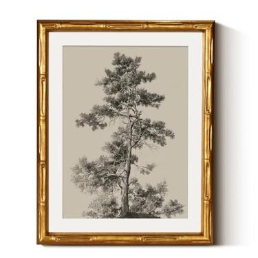 Imagem de WHASAYART Desenho de árvore de parede em tela emoldurada de bambu dourado 28 x 35 cm