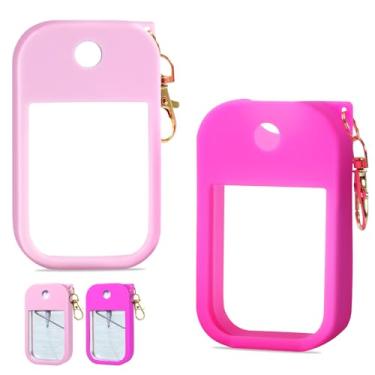 Imagem de YAKOTAKI 2 peças de capa de silicone aveludado macio compatível com spray higienizador de mãos Touchland 1FL. OZ, capa protetora e protable com chaveiro de metal, coordena facilmente com bolsas e