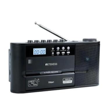 Imagem de Rádio Cassete Vintage Portátil AM FM Transcrição Alto-falante De Dupla