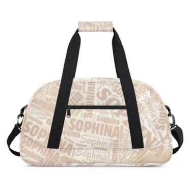 Imagem de Bolsa esportiva personalizada com nome amarelo com nome, bolsa de dormir personalizada, bolsa de fim de semana, bolsa de treino para dança, balé, academia, ginástica, mala, viagem, presente