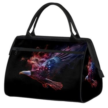 Imagem de Bolsa pequena para o fim de semana para mulheres, homens, animal, libélula, verde, galáxia, dobrável, bolsa de ginástica, bolsa de ginástica, Cor: 33, 15.2*8.3*11.6 inch