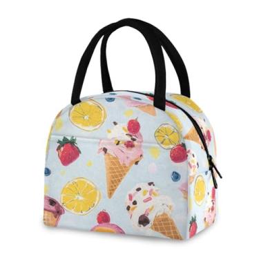 Imagem de Blueangle Lancheira isolada à prova de vazamento – Bolsa de almoço reutilizável com design de sorvete de frutas, recipiente de alimentos compacto para escritório, viagens e atividades ao ar livre (474
