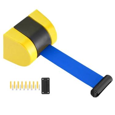 Imagem de HGTRH Cinto de barreira de fila de montagem na parede, barreira de cinto retrátil com design de fivela de trama simples de plástico ABS D 4 furos 2M