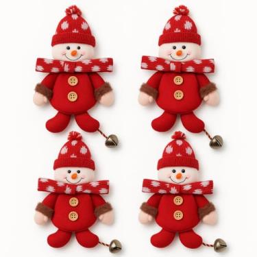 Imagem de Pendente Decorativo Natalino 24cm Vermelho e Branco com Guizo e Gorro de Tricô Pendente para Árvore de Natal