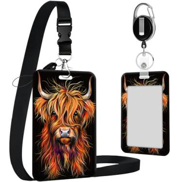 Imagem de Porta-crachá de identificação com cordão, porta-cartões de identificação retráteis com cordão removível e carretéis de crachá, suporte de cartão de plástico para professores, enfermeiras, estudantes