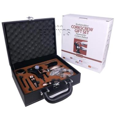 Imagem de Kit Abridor de Vinho Saca Rolha Profissional com Acessórios e Maleta P