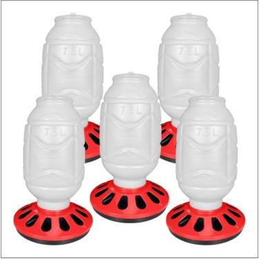 Imagem de Kit Comedouro 5kg 12 Furos Galinheiro Galinhas Pintinho Aves - AVIPET