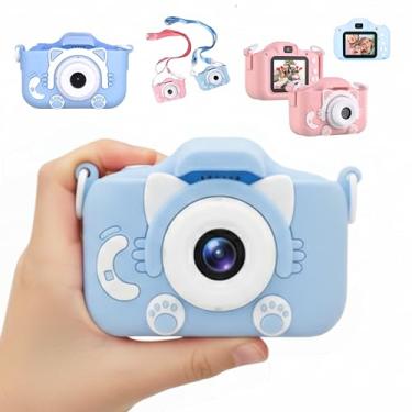 Imagem de Câmera Digital Infantil HD Portátil Gatinho – Máquina Fotográfica para Crianças com Tela 2″, Jogos, 13 MP, Zoom 4× e Bateria Recarregável USB (Azul)