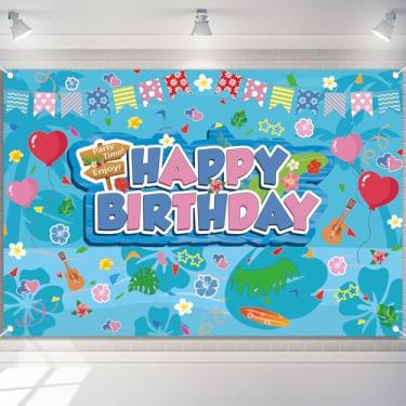 Imagem de Pano de fundo para fotografia de praia de verão de 1,5 x 0,9 m, fundo de animação havaiana de desenho animado para meninos, meninas, crianças, feliz aniversário, chá de bebê, suprimentos de decoração
