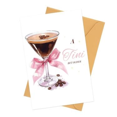 Imagem de Cartão de Aniversário Espresso Martini, 18x12cm Cartão Felicitações de Aniversário Premium com Café e Coquetel com Envelope Adequado para Amigas Irmãs Esposas Mães e Tias
