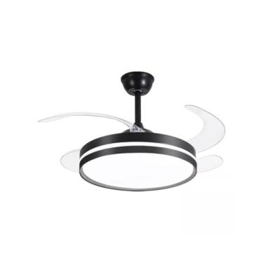 Imagem de Ventilador Retrátil Led 3 Cores De Luz Silencioso Moderno Preto