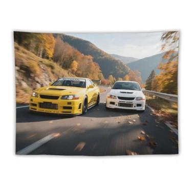 Imagem de HouLaiZhe JDM Tapeçaria de carro Mountain Chase Racing Jdm carro esportes pendurar na parede quarto decoração de casa tapeçarias estética piquenique decoração de parede arte de parede para dormitório