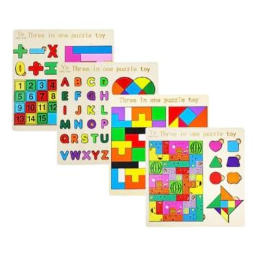 Imagem de Quebra-Cabeça Educativo Montessori em Madeira, Formas Geométricas, 22.5x22.5 cm, 3 Anos+