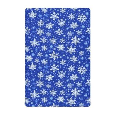 Imagem de CEBUGI Lençol de berço elástico para bebês meninos e meninas, com flocos de neve caindo, portátil, pacote N Play, lençol com elástico para crianças, material neutro, ultra macio, colchão infantil