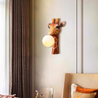 Imagem de Luminária de parede LED dimerizável com controle remoto, estilo vintage em madeira, com interruptor, ideal para quarto, com cúpula de acrílico criativa e interruptor de corrente.