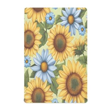 Imagem de STAYTOP Lindos lençóis de berço de girassóis para meninos e meninas, lençol com elástico para berço padrão e colchão infantil, lençol de microfibra supermacia, 99 × 69 × 5 cm