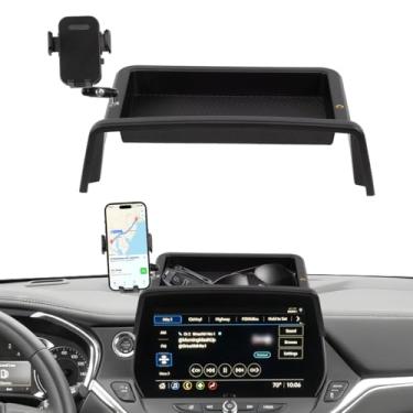 Imagem de FETUSI Suporte de telefone para carro compatível com Chevy Blazer 2023 2024 2025 acessórios clipe fixo de tela de 10,2 polegadas, suporte para celular com bandeja de painel, organizador de console