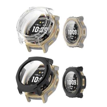 Imagem de Pacote com 2 capas para Amazfit T-Rex 3 Pro 44 mm, capa protetora NOUKAJU Smartwatch, película de vidro temperado 9H integrada, fácil de instalar, protetor de tela para SmartWatch Amazfit T-Rex 3 Pro