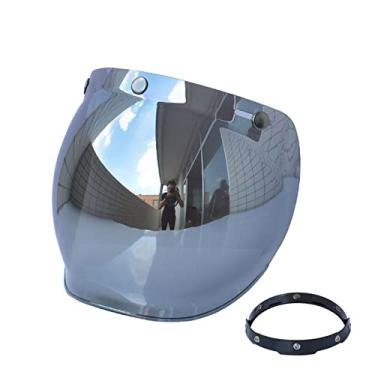Imagem de Visor de Bolha Retrô Anti-Risco Anti-Arranhão para Moto Universal Capacetes Face Aberta Padrão com 3 Botões Fixação