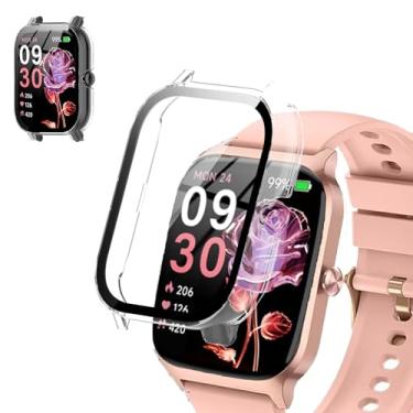 Imagem de Capa para smartwatch KIBFLE TGW01 de 4,7 cm – Capa protetora multifuncional com protetor de tela de vidro temperado, amortecedor rígido de PC, antiarranhões, à prova de choque, transparente HD