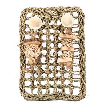 Imagem de Tapete de Atividades para Coelho Brinquedo Morder Pequenos Animais como Hamster Porquinhos-da-Índia Brinquedos Capim e Madeira Aliviar o tédio Brincadeira Exercício Manter a Saúde Física Mental Inclui