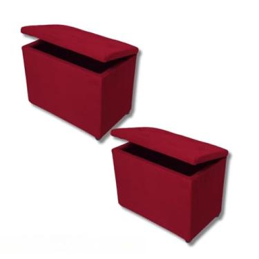 Imagem de Baú Retangular Guarda Brinquedos Organizador Sapateira Pé De Cama Decoração(Vermelho Suede)