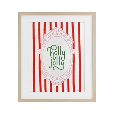 Imagem de Stupell Industries 'Holly Jolly Ornate Border', Impressão emoldurada sob vidro, marrom, 13 x 16