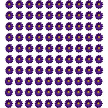 Imagem de Bairdish 100 peças de mini flores falsas de seda pequenas margaridas falsas a granel para artesanato, flores de feltro, cabeças de girassol artificiais soltas para artesanato faça você mesmo, festa de