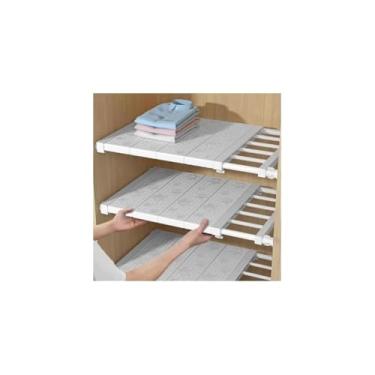 Imagem de Prateleira Inteligente Extensível, Branca, Aço Carbono e Plástico PP, 36x48-80cm Ajustável, 800g, para Armários e Despensas