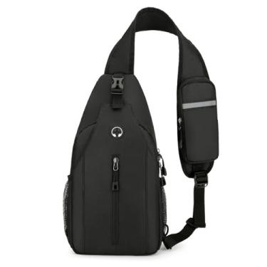Imagem de Bolsa Transversal Sling Bag Pequena Mochila para Viagem e Trekking Moderna Lazer Diário Compras Unissex Tela Oxford de Ombro com Fecho Zipper