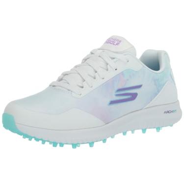Imagem de Skechers Tênis de golfe feminino Max Arch Fit, Branco/Multi Splash impermeável, 38