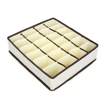 Imagem de Organizador Dobrável 24 Compartimentos para Roupas Íntimas Meias Cuecas Calcinhas Lingerie Armários Gavetas(Off white 24 grades)