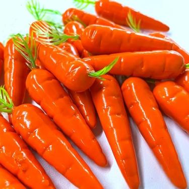 Imagem de 20 peças de mini cenouras artificiais, decorações realistas de cenoura falsa para Páscoa, jardim, festa, artesanato, projetos de bricolage, pequenos adereços artificiais de vegetais