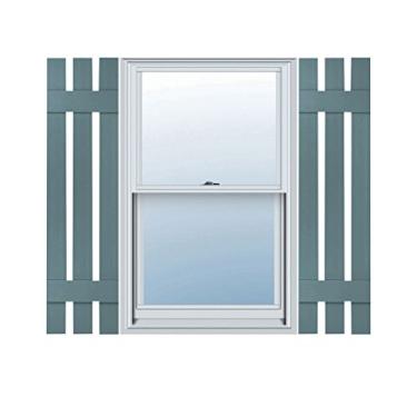 Imagem de Ekena Millwork LS3S12X03900WBStandard Três placas espaçadas, Board-n-BattenShutter (por par) 30,5 cm L x 99,5 cm Ouriço Azul