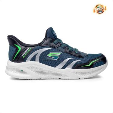 Imagem de Tênis Skechers Meteor Lights Brisk Infantil, 31, Marinho, Preto